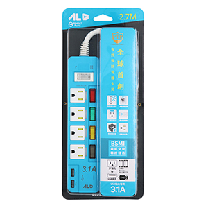 ALD延長線 2.7M K-53 5開4插3P USB